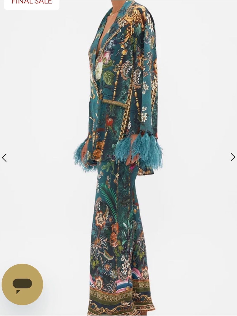 25 NWOT 1300.00 CAMILLA SILK FLARED SLEEVE DOUBLE BREASTED JACKET VERDIS WORLD - Picture 6 of 8
